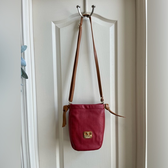 Valentina Bags Valentina Red Leather Small Bucket Crossbody Bag